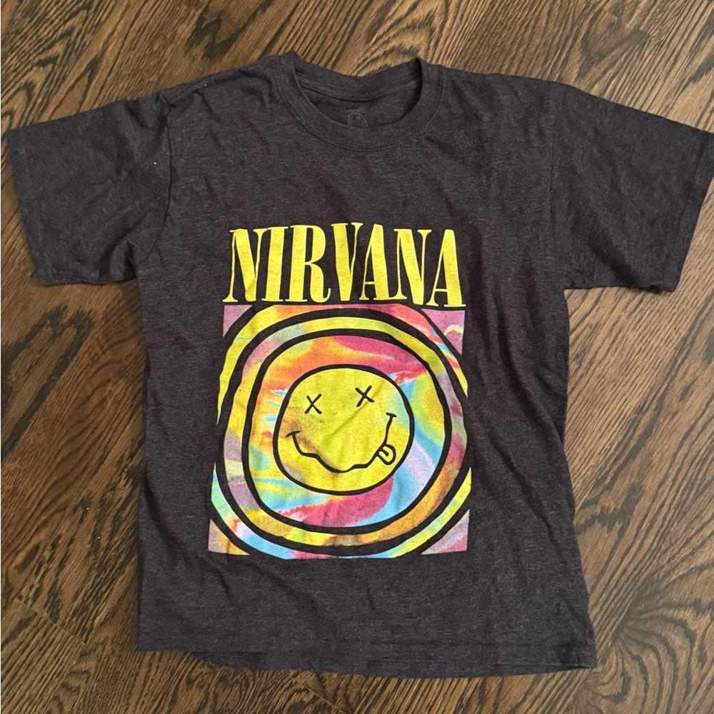 NIRVANA Kids Tie-Dye Graphic Tee - Charcoal